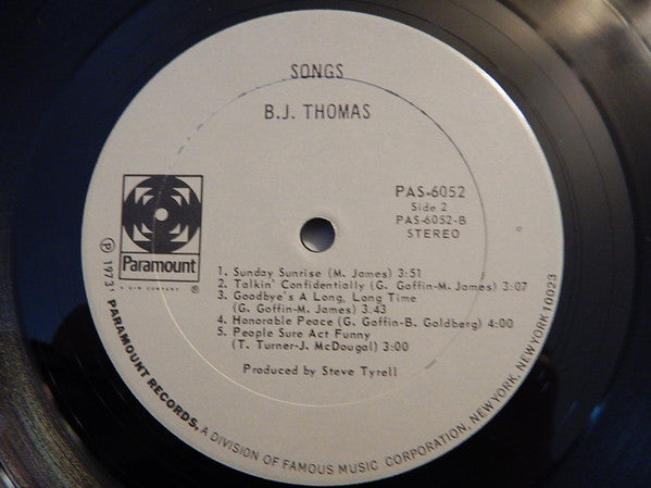 B.J. Thomas : Songs (LP, Album, Gat)