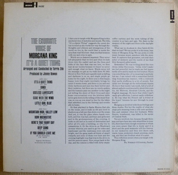 Morgana King : It's A Quiet Thing (LP, Album, Mono)