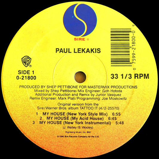 Paul Lekakis : My House (12")