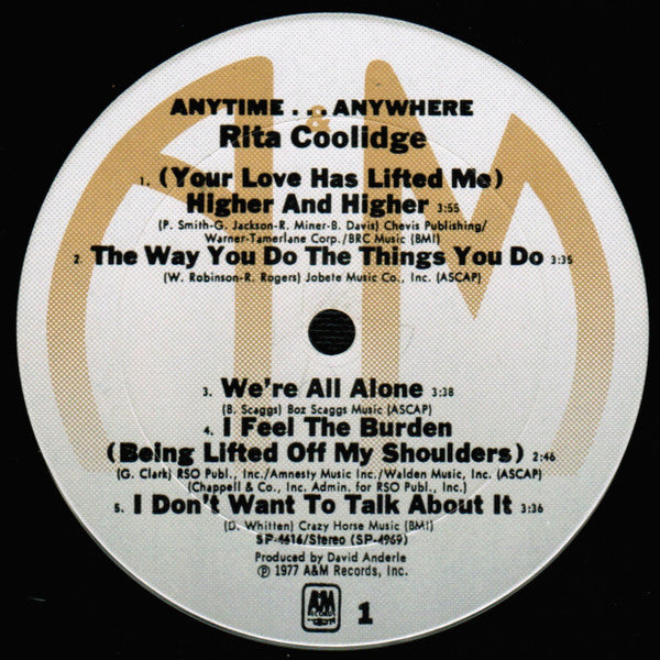 Rita Coolidge : Anytime... Anywhere (LP, Album, Pit)